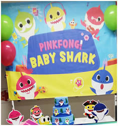 Luan Enfeites - Locação para festa temática slim - BABY SHARK
